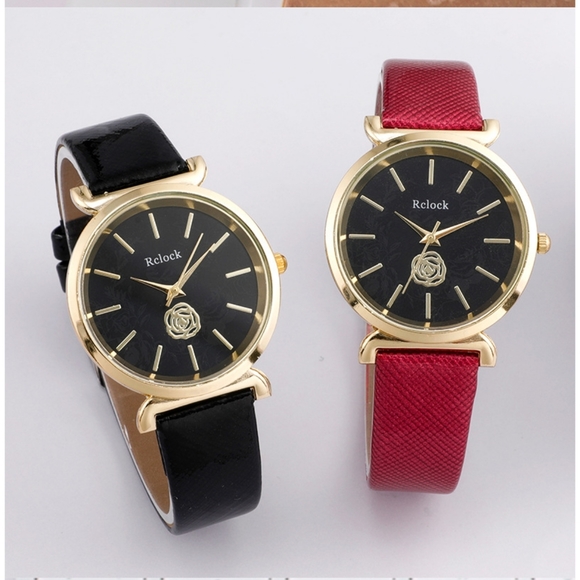 Accessories - [RED] Quartz Rose decoration watch female,Stainless Steel